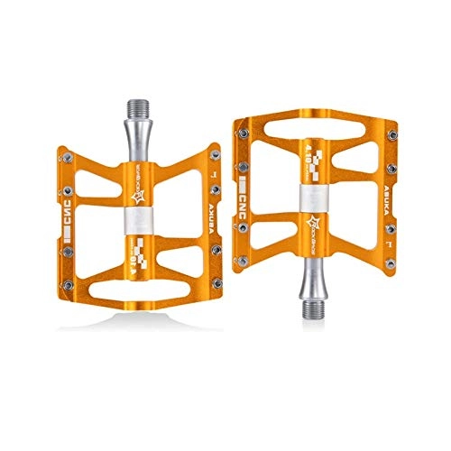 Mountain Bike Pedal : Muziwenju Mountain Bike Pedals, Ultra Strong Colorful CNC Machined 9 / 16" Cycling Sealed 3 / 4 Bearing Pedals, Easy To Install The latest style, and durable (Color : Orange)