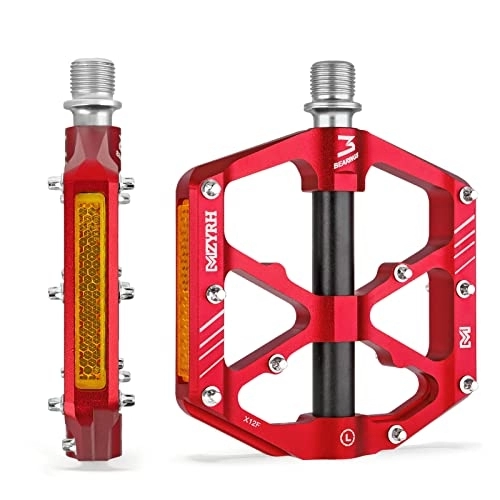 Mountain Bike Pedal : MZYRH Mountain Bike Pedals, Bicycle Pedals with Reflectors, Lightweight Aluminum Alloy MTB Pedals 3 Sealed Bearings Bicycle Platform Pedals 9 / 16" BMX Road Bike Pedal