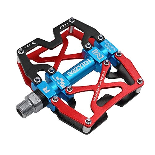 Mountain Bike Pedal : Mzyrh Mountain Bike Pedals, Ultra Strong Colorful CNC Machined 9 / 16" Cycling Sealed 3 Bearing Pedals (RED Blue Black)