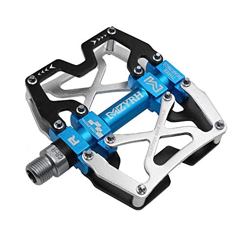 Mountain Bike Pedal : Mzyrh Mountain Bike Pedals, Ultra Strong Colorful CNC Machined 9 / 16" Cycling Sealed 3 Bearing Pedals (Silvery Blue Black)
