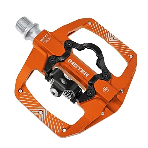 Mountain Bike Pedal : MZYRH Pedal, MTB Mountain Bike Pedals Compatible with Dual Function Sealed Clipless Aluminum 9 / 16" Bicycle Flat Platform with Cleats for Road, MTB (Orange)