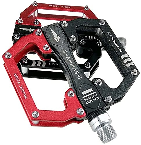 Mountain Bike Pedal : NBXLHAO Bicycle Pedals, Aluminum Alloy Ultra-light Sealed Bearing Non-slip Wide Platform Flat Bicycle Pedals, for Folding bike / MTB / Road bike bike pedals, Red