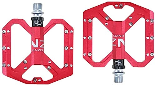 Mountain Bike Pedal : NBXLHAO Pedal Bicycle Alloy Aluminum BMX MTB Bicycle Pedals Flat Cycling Bicycle Large Good Grip Solid Ultra-Light Anti-Slaving Pedal Bicycle Bicicleta Pedal Pedal, Red