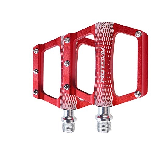 Mountain Bike Pedal : NENGGE Mountain Bike Pedals, 9 / 16" Universal Bicycle Platform Flat Pedals, CNC Machined Non-Slip Aluminium Bicycle Pedals with Cleats, Red
