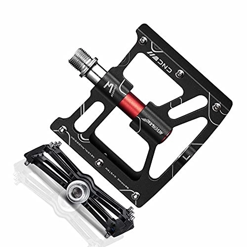 Mountain Bike Pedal : NEVERLAND MTB Mountain Bike Pedals 3 Bearing Non-Slip Chrome Molybdenum Steel Bicycle Stable Pedals for for Most Bikes BMX 9 / 16" (Sandblasted Black Red)