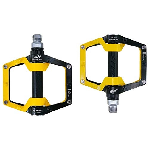 Mountain Bike Pedal : New Alloy Mountain Bike Pedals, Ultralight Mountain Bike Accessories, With 3 Bearings (Color : Yellow)