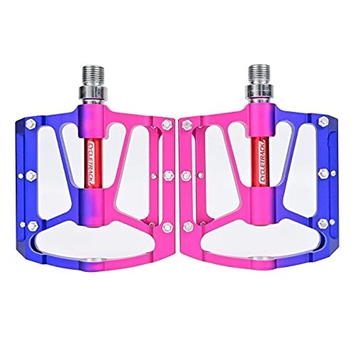 Mountain Bike Pedal : NICOLIE 3 Bearing Mtb Road Bike Pedals Ultralight Aluminum Alloy Rainbow Mountain Bike Pedal Flat Bmx Folding Bicycle Pedals Accessories - Blue and Pink
