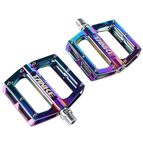 Mountain Bike Pedal : NICOLIE Oil Slick Mountain Bicycle Pedals Mtb Platcompatible Withm Aluminum Road Bike Pedals Bearing Anti-Silp Bmx Folding Bike Pedals Bicycle Parts - Rainbow
