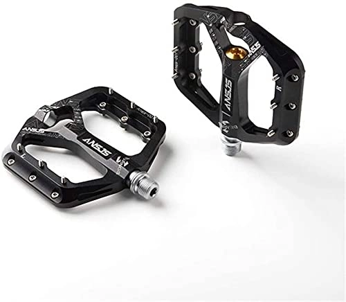 Mountain Bike Pedal : NKTJFUR Bike Pedals 3 Bearings Mountain Bike Pedals Platform Bicycle Flat Alloy Pedals 9 / 16 (Color : Black)