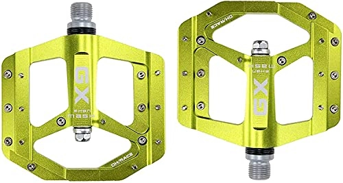 Mountain Bike Pedal : NKTJFUR Bike Pedals Flat Foot Pedal Sealed Bike Pedals CNC Aluminum Body For MTB Road Mountain Bike 3 Bearing Bicycle Pedal Parts (Color : Green)