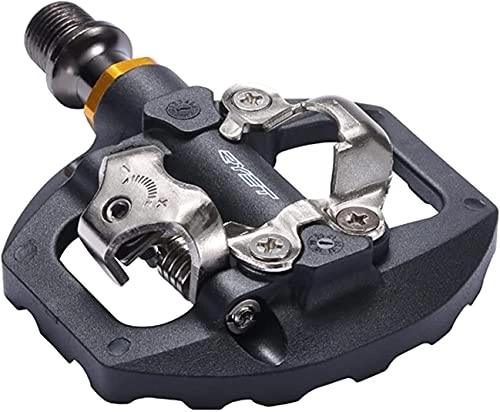 Mountain Bike Pedal : NKTJFUR Bike Pedals Mountain Lock Pedal And Flat Pedal Dual-use Without Conversion Aluminum Alloy Self-locking Pedal (Color : Black)