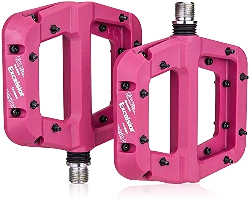 Mountain Bike Pedal : NKTJFUR Bike Pedals MTB Bike Pedal Nylon 2 Bearing Composite 9 / 16 Mountain Bike Pedals High-Strength Non-Slip Bicycle Pedals Surface for Road (Color : Pink)