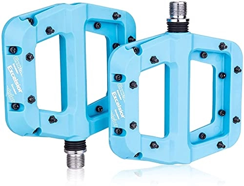 Mountain Bike Pedal : NKTJFUR Bike Pedals MTB Bike Pedals Non-Slip Nylon fiber Mountain Bike Pedals Platform Bicycle Flat Pedals 9 / 16 Inch Cycling Accessories (Color : Blue)
