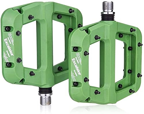 Mountain Bike Pedal : NKTJFUR Bike Pedals MTB Bike Pedals Non-Slip Nylon fiber Mountain Bike Pedals Platform Bicycle Flat Pedals 9 / 16 Inch Cycling Accessories (Color : Green)