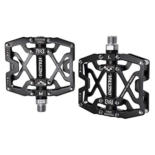 Mountain Bike Pedal : NLJYSH Mountain Bike Pedals, Ultra Strong Colorful CNC Machined 9 / 16" Cycling Sealed 3 Bearing Pedals durable (Color : Black)