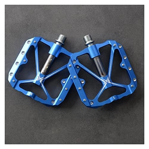 Mountain Bike Pedal : NMNMNM 3 Sealed Bearings Bicycle Pedals Flat Bike Pedals MTB Road Mountain Bike Pedals Wide Platform Accessories Part (Color : Red-Black) (Blue)