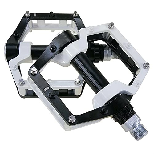 Mountain Bike Pedal : NMNMNM bicycle pedal Flat Mountain Bike Pedals, Sealed Bearings, Wide Platform, Cycling Accessories non-slip bicycle pedal (Color : Black yellow) (Black white)