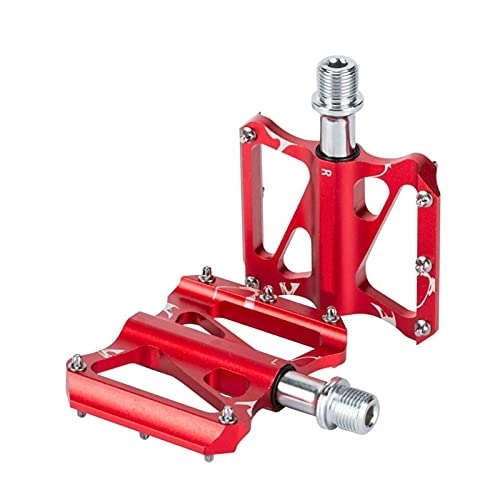 Mountain Bike Pedal : NMNMNM bicycle pedal Ultralight Flat Bike Pedals 3 Bearing Aluminum Alloy Pedals For Non-slip Mountain Bike Pedals Wide Platform Mtb Accessories non-slip bicycle pedal (Color : Titanium) (Red)
