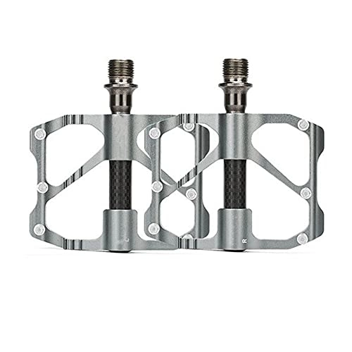 Mountain Bike Pedal : NMNMNM bicycle pedal Ultralight Mountain Bike Pedal Quick Release Non-slip Carbon Fiber 3 Bearings Pedale non-slip bicycle pedal (Color : RC Red) (RC Silver)