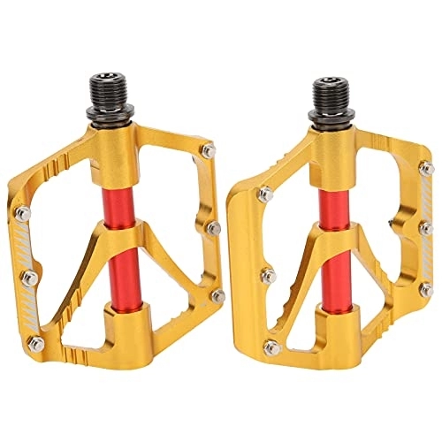 Mountain Bike Pedal : Nofaner Bike Pedals, Bike 3 Bearing Aluminum Alloy Pedals Mountain Bike Footpegs Cycling Parts Replacement Accessories(金色)