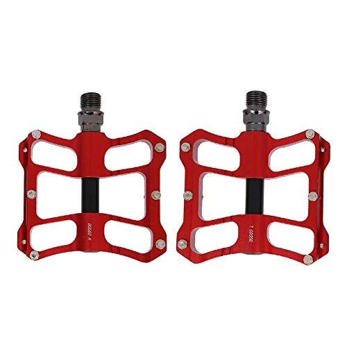 Mountain Bike Pedal : Nologo Aluprey 1 Pair Anti-skid Aluminum Alloy Mountain Bike Road Bicycle Lightweight Pedals (Black Red)