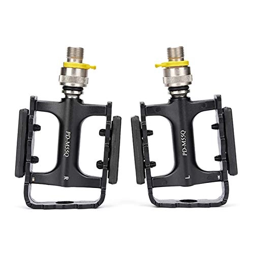 Mountain Bike Pedal : Non Slip Bike Pedals, A Pair Of Aluminum Alloy Bicycle Pedals With Anti-dropping Safety Buckle, Bicycle Platform Flat Pedals For Road Mountain BMX MTB Bike, Black
