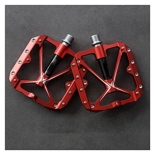 Mountain Bike Pedal : NOPHAT 3 Sealed Bearings Bicycle Pedals Flat Bike Pedals MTB Road Mountain Bike Pedals Wide Platform Accessories Part (Color : Red-Black)