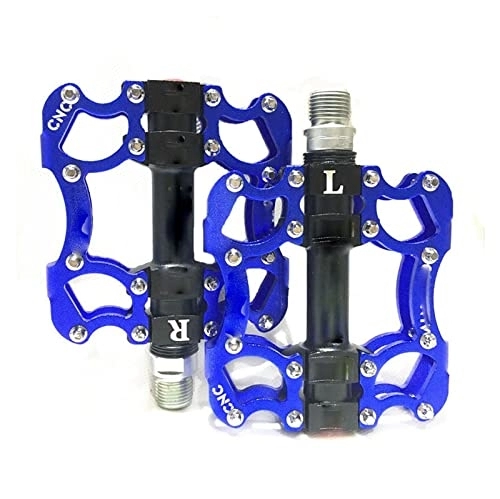 Mountain Bike Pedal : NOPHAT Bicycle Pedal MTB BMX Sealed 2 Bearing Cleats Pegs Road Mountain Bike Aluminum Alloy Anti-slip Cycling Parts (Color : Blue)