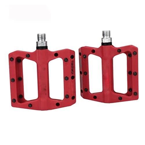 Mountain Bike Pedal : NOPHAT Bicycle Pedals Nylon Fiber Ultra-light Mountain Bike Pedal 4 Colors Big Foot Road Bike Bearing Pedals Cycling Parts (Color : Red)