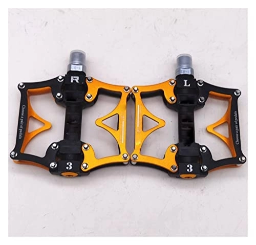 Mountain Bike Pedal : NOPHAT Wide Flat Mountain Road Cycling Bicycle Bike Pedal 3 Sealed Bearings 9 / 16 MTB BMX Pedals 5 Colors Available (Color : Gold)
