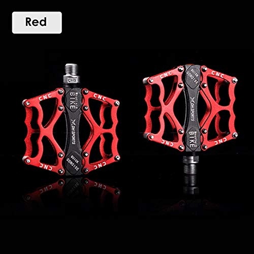 Mountain Bike Pedal : Nosii Mountain Bike Accessory Pedals Aluminum Alloy MTB Sealed Bearing Pedals 9 / 16 in (Color : Red)