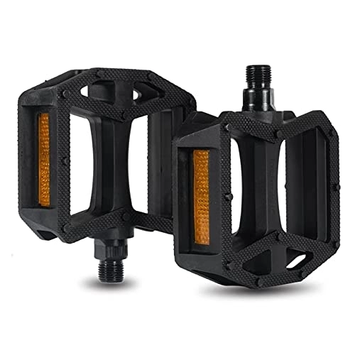 Mountain Bike Pedal : Nylon Bicycle Pedals Ultralight Flat Platform Bike Pedals for Mountain Bike Cycling Bearing Pedals Pedals (Color : Noir, Size : 9 / 16inch)