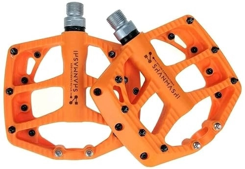 Mountain Bike Pedal : Nylon Carbon Pedals Mountain Road Bike Bearings Non-slip Pedals Bicycle Pedals (Color : Orange, Size : Free size)