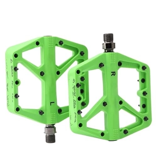 Mountain Bike Pedal : Nylon Pedal Mountain Bike Widen Non-slip Bearing Bicycle MTB Off-road Cycling Accessories Universal 7 colors (Color : Light Green)