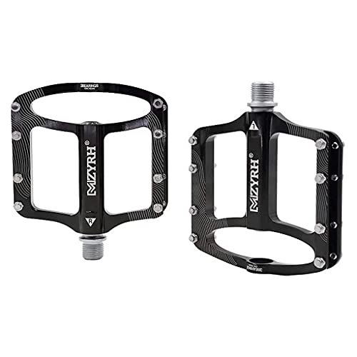 Mountain Bike Pedal : NZKW Bike Bicycle Pedals, Ultralight Non-Slip Durable Aluminum Alloy 3 Bearing Flat Pedals, For 9 / 16 MTB BMX Mountain Road Bike Hybrid Pedals(Black)