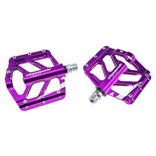 Mountain Bike Pedal : NZKW Bike Pedals, Aluminum Alloy With DU Sealed Bearing CNC Machined Cr-Mo and Anti-Skid Pins Bicycle Flat Pedal, For Road Mountain BMX MTB Bikes(Purple)