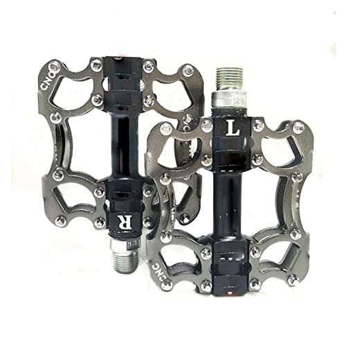 Mountain Bike Pedal : OLGYN Bicycle Pedal MTB BMX Sealed 2 Bearing Cleats Pegs Road Mountain Bike Aluminum Alloy Anti-slip Cycling Parts (Color : Gray)
