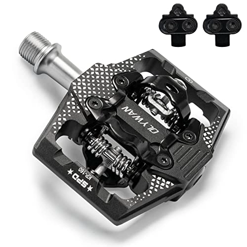 Mountain Bike Pedal : Olywan MTB SPD Dual Pedals Compatible with Shimano SPD Cleats and Flat Platform for Regular Shoes Lightweight Alloy Pedals for, Spin Exercise, Trekking, Mountain Bicycles 9 / 16” Easy Clip in
