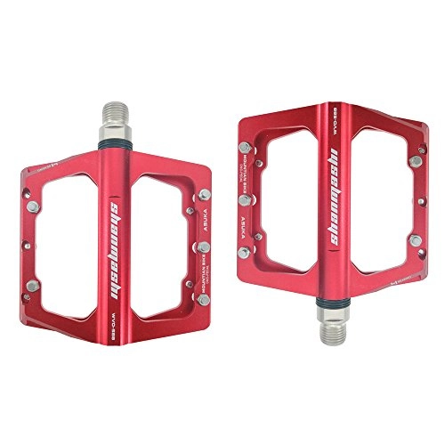 Mountain Bike Pedal : Outdoor Aluminum Alloy Mountain Bike Pedals 9 / 16 Cycling Four Pcs Sealed Bearing Bicycle Pedals, Red