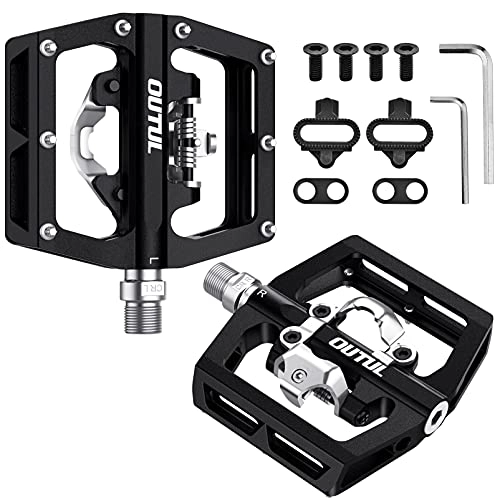 Mountain Bike Pedal : OUTUL Bicycle Pedals Mountain Bike 9 / 16 Inch Dual Sided Platform Sealed SPD Pedals Non-Slip Bicycle Flat Pedal for BMX MTB Bicycle Pedal Compatible with Peloton & Spin Touring Bikes