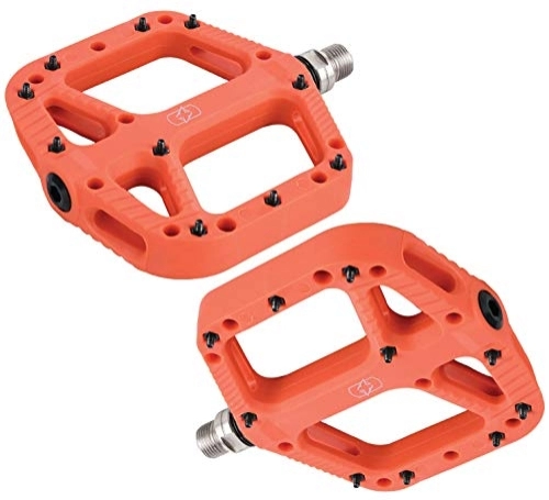 Mountain Bike Pedal : Oxford Loam 20 Flat Mountain Bike Pedals - Orange / Lightweight Nylon Plastic MTB Bicycle Cycling Cycle Platform Part Sticky Grip Downhill Enduro Trail Off Road Freeride 20 Pin 9 / 16 Axle Pedal Pair