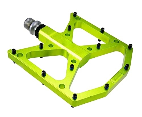 Mountain Bike Pedal : PacuM Ultralight Bike Pedal Parts Anti-Slip CNC Aluminum Body Road MTB Flat Foot Bike Sealed 3 Bearing Mountain Bike Pedals (Color : Green)