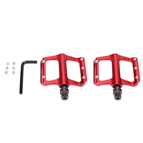 Mountain Bike Pedal : Pair 9 / 16” Axle Aluminum Alloy Mountain Bike Road Bicycle Lightweight Pedals (Red) Road Bike Pedals, Bike Accessory