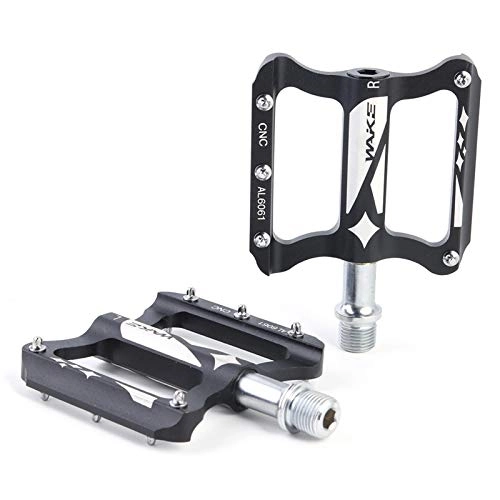 Mountain Bike Pedal : Pair Mountain Bike Pedals Aluminum Alloy Lightweight Folding Bicycle Foot Pedals Road Cycling Accessories (Color : Black)
