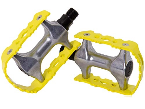 Mountain Bike Pedal : pair of mountain bike aluminium bicycle pedals MTB (right and left pedal)., yellow, 9 / 16 inches