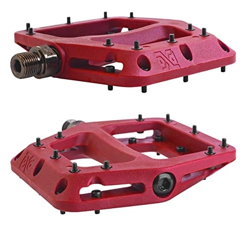 Mountain Bike Pedal : PDX D10 Flat Wide Mountain Bike Pedals MTB Pedals BMX Pedals Composite Pedals for Enduro Freeride Downhill Dirt Jumper Sealed Needle and Roller Ball Bearings 9 / 16 High-Strength 20 Pins / Pedal (red)