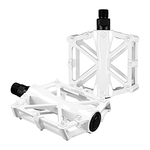 Mountain Bike Pedal : Pedals, A pair of bicycle pedals, mountain bike pedals, aluminum alloy bearing bicycle pedals bicycle pedals mountain bike. (Color : White)