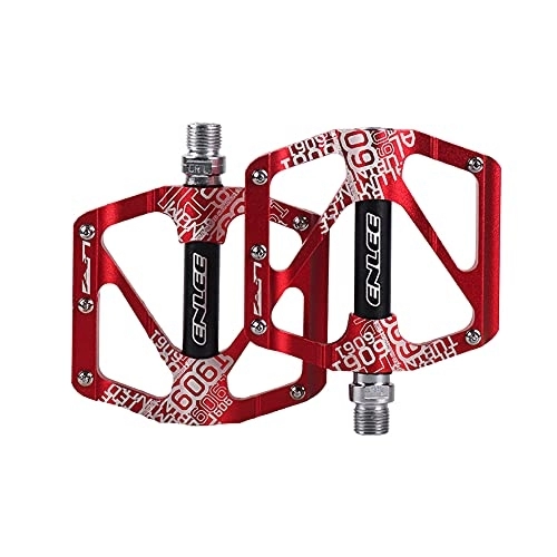 Mountain Bike Pedal : Pedals Aluminum Alloy Non-slip Super Light Mountain Bike Pedal Bearing Platform Road Mountain Large Area Bicycle Pedal Bicycle Pedals (Color : Red)
