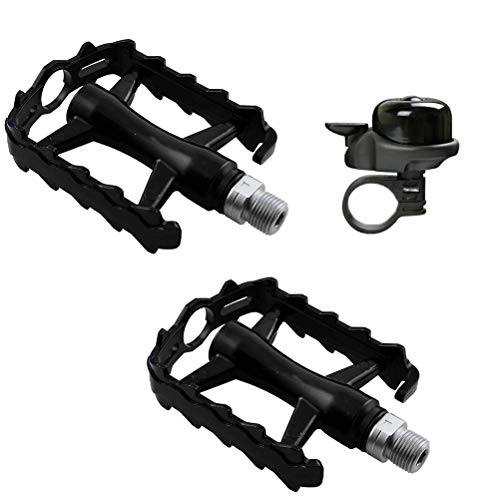 Mountain Bike Pedal : Pedals Bike, Anti-slip Ultralight CNC MTB Mountain Bike Sealed Bearing Bicycle Accessories, with free Bicycle Bell