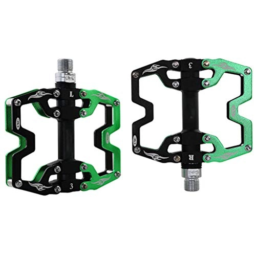 Mountain Bike Pedal : Pedals Mountain Bike, Mountain Bicycles Flat Aluminum Alloy Platform Sealed Bearing Axle, for Indoor Cycling or Road Bike, Green